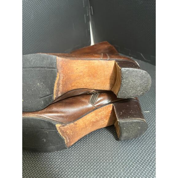 VINTAGE SALVATORE FERRAGAMO Women Brown Leather Tall Knee High Boot Sz 10 Narrow - Picture 8 of 12
